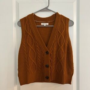 Wynter Tan Cable Knit V-Neck Sweater Vest